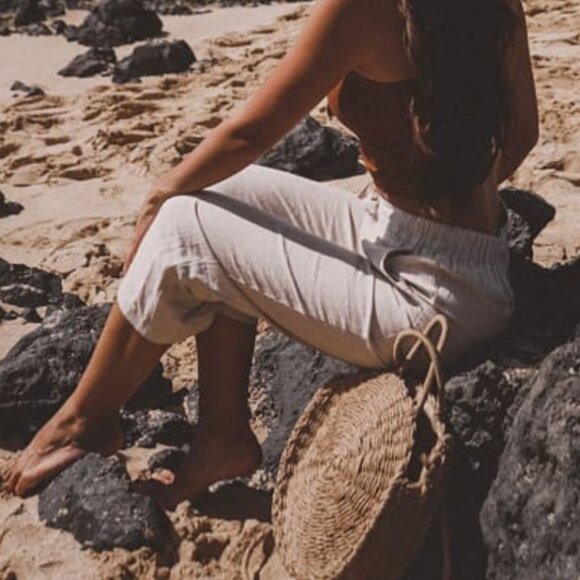 NWOT Round raffia basket bag, 11" - Picture 7 of 7